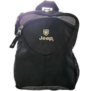 Jeep Mini Backpack In Black/Gray/White W/Logo, 2 Zip Compartments, 2 Mesh Sides
